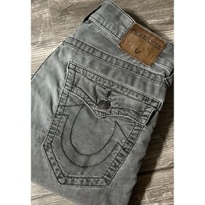 True Religion Men's Ricky Relaxed Straight Gray Corduroy Pants SZ 30 (30x33)